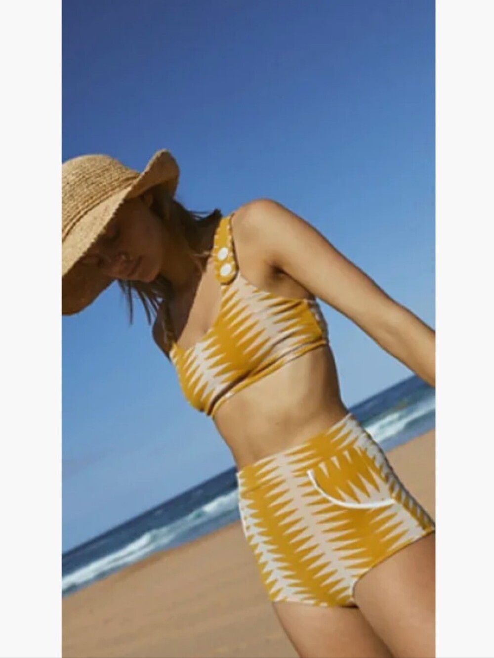 NEW Seea x Free People Georgia Bikini Swim Bottom Mustard Stripe S